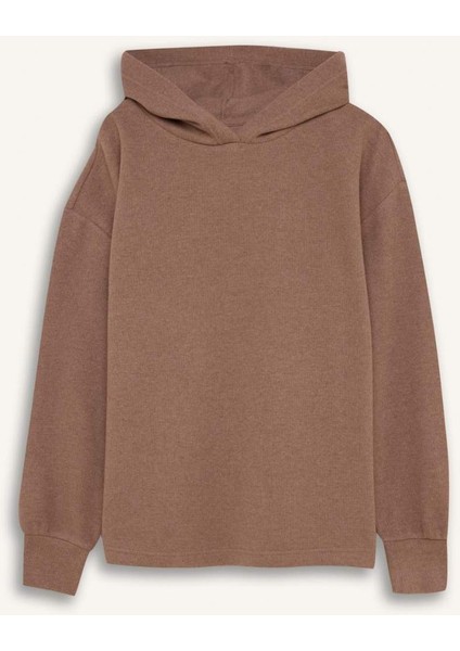 Relax Fit Kapüşonlu Basic Düz Sweatshirt E1995AX24WN