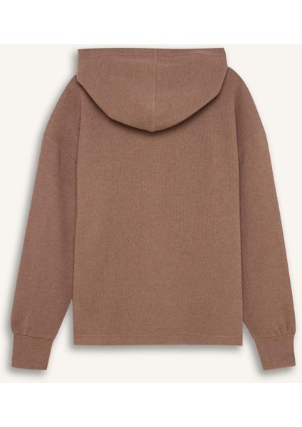 Relax Fit Kapüşonlu Basic Düz Sweatshirt E1995AX24WN
