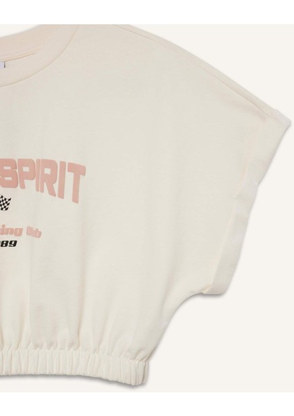 Defactofit Crop Bisiklet Yaka Slogan Baskılı Sporcu Kısa Kollu TIŞÖRT D9034AX25SP