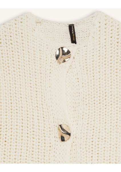 Relax Fit Düğmeli Cepli Triko Yelek E1960AX24WN
