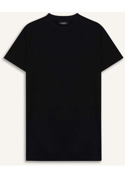 Regular Fit Bisiklet Yaka Basic Düz Kısa Kollu Siyah Tunik Tişört A8351AX25SP