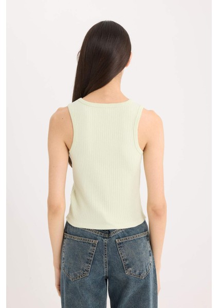 Slim Fit Dar Kesim Halter Yaka Fitilli Kaşkorse Atlet A8859AX25SP