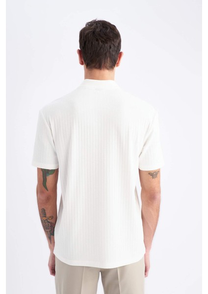 Regular Fit Polo Yaka Krinkıl Kısa Kollu Tişört E1207AX25SM