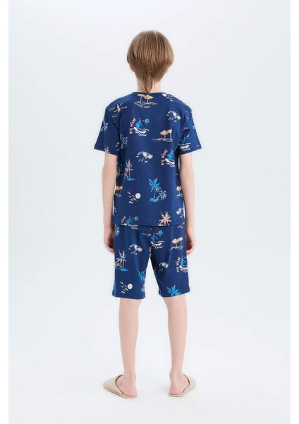 Erkek Çocuk Pijama Takımı Desenli Kısa Kollu Üst Şort D9992A825SM
