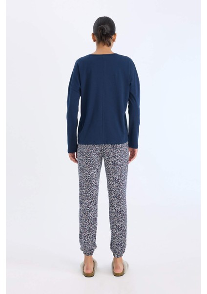 Pijama Takımı Uzun Kollu Üst Desenli Uzun Altı-Fall in Love E2357AX24WN