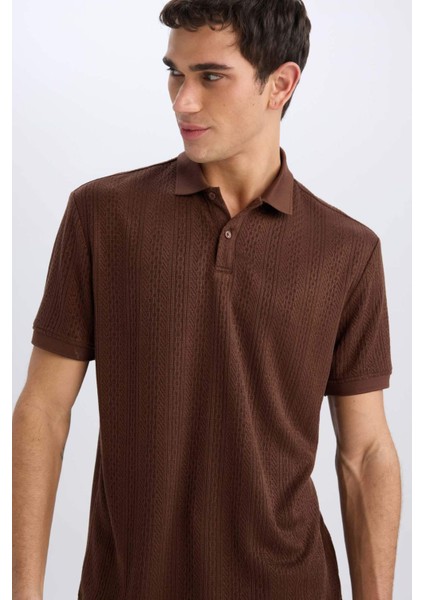 Regular Fit Polo Yaka Kısa Kollu Triko Tişört C4140AX25SM