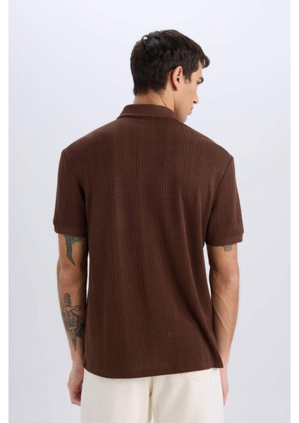Regular Fit Polo Yaka Kısa Kollu Triko Tişört C4140AX25SM