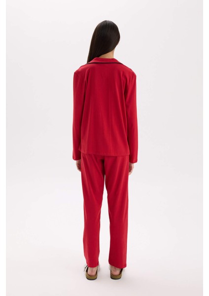 Pijama Takımı Regular Fit Uzun Kollu Üst Uzun Alt-Fall in Love E2246AXNS