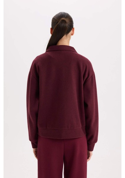 Regular Fit Yarım Fermuarlı Baskılı Sweatshirt E1849AX24WN