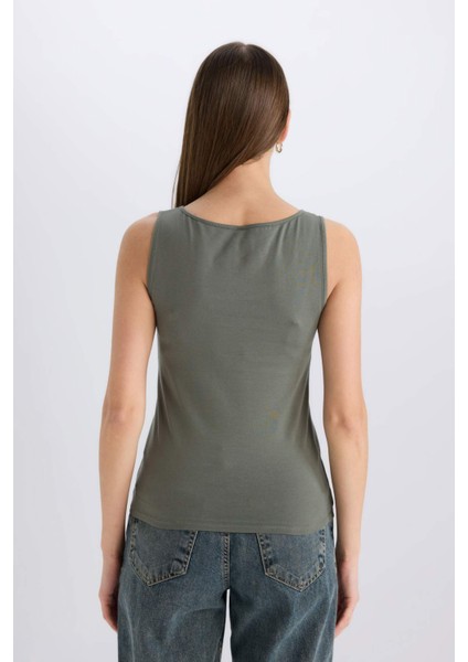 Slim Fit Dar Kesim U Yaka Basic Düz Atlet I1059AZ25SM