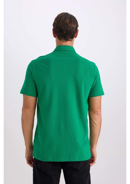 %100 Pamuk Regular Fit Polo Yaka Kısa Kollu Basic Düz Tişört E2348AX24AU