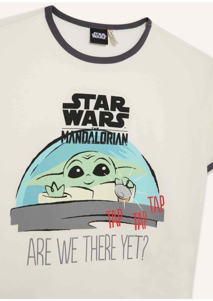 Kız Çocuk Star Wars-Mandalorian Relax Fit Bisiklet Yaka Ribana Kısa Kollu Tişört E0478A825SP
