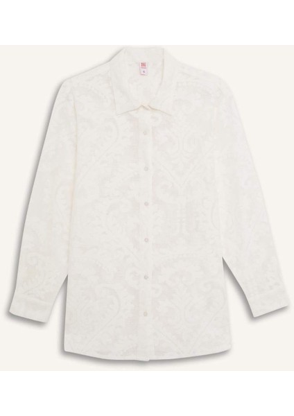 Regular Fit Dantel Detaylı Plaj Gömleği-Fall in Love D9768AX25SM