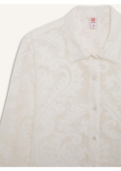 Regular Fit Dantel Detaylı Plaj Gömleği-Fall in Love D9768AX25SM