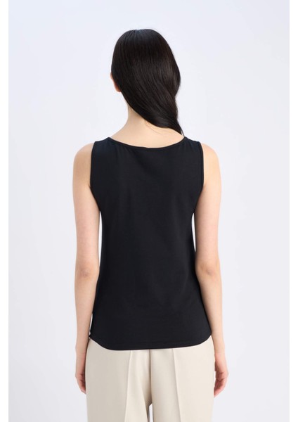 Slim Fit Dar Kesim Basic Düz Bisiklet Yaka Siyah Atlet I1059AZ25SM