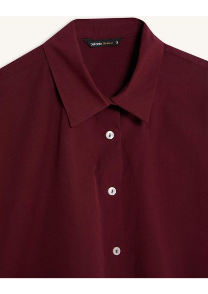 Oversize Geniş Kalıp Poplin Basic Düz Uzun Kollu Gömlek E2677AX24WN