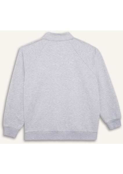 Fit Oversize Geniş Kalıp Dik Yaka Slogan Baskılı Sporcu Sweatshirt D7754AX25SP