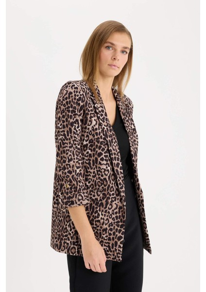 Regular Fit Leopar Desenli Blazer Ceket E1483AX24AU