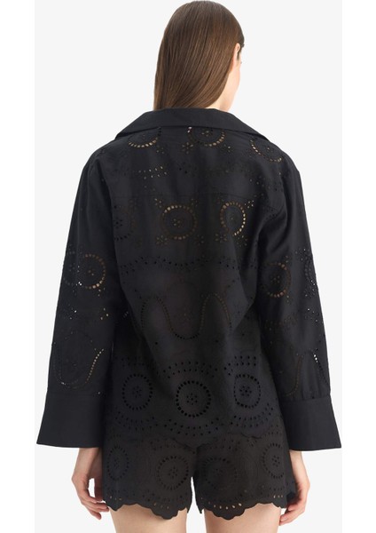 Regular Fit Brode Plaj Gömleği-Fall in Love E0598AX25SM