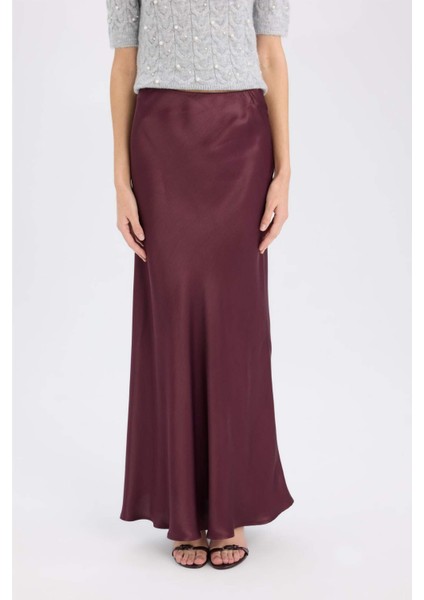 A Kesim Normal Bel Saten Midi Etek B1867AX24AU