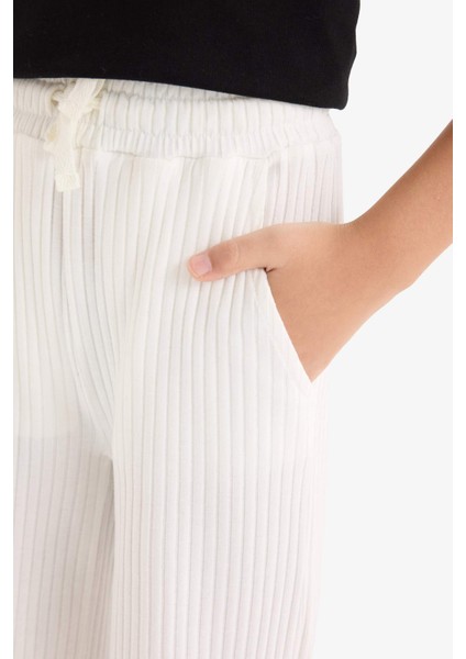 Kız Çocuk Beli Lastikli Fitilli Wide LegGeniş Paça Pantolon E1836A825SM