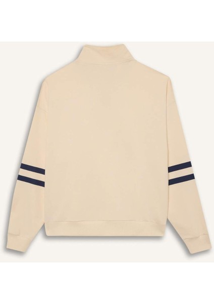 DeFacto Fit Oversize Geniş Kalıp Yarım Fermuarlı Baskılı Sporcu Sweatshirt D7132AX25SP