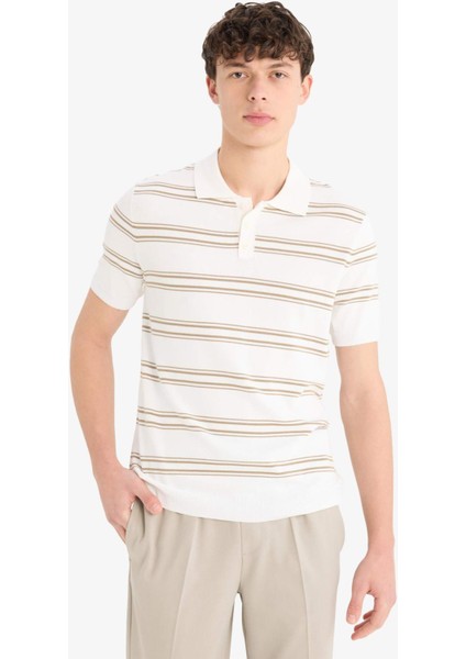 Regular Fit Polo Yaka Kısa Kollu Yumuşak Tuşeli Triko Tişört E2665AX25SP