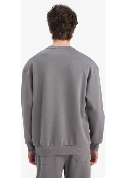 Boxy Fit Bisiklet Yaka Basic Düz Pike Sweatshirt E1519AX25SP