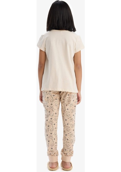 Kız Çocuk Pijama Takımı Baskılı Kısa Kollu Üst Desenli Alt E2222A825SP