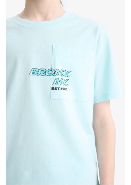 Erkek Çocuk Bisiklet Yaka Baskılı Kısa Kollu Tişört E0098A825SM