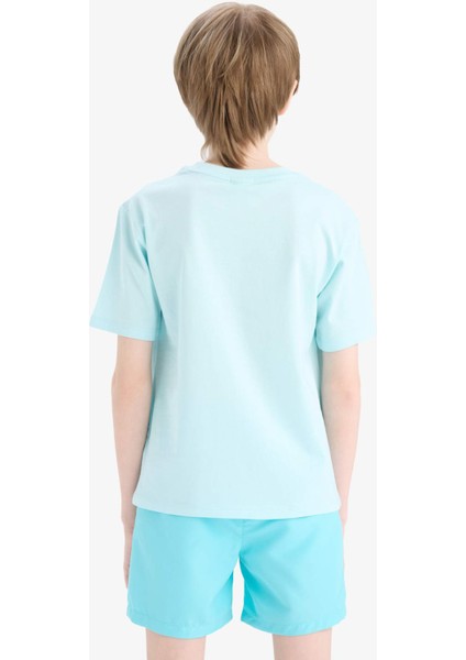 Erkek Çocuk Bisiklet Yaka Baskılı Kısa Kollu Tişört E0098A825SM