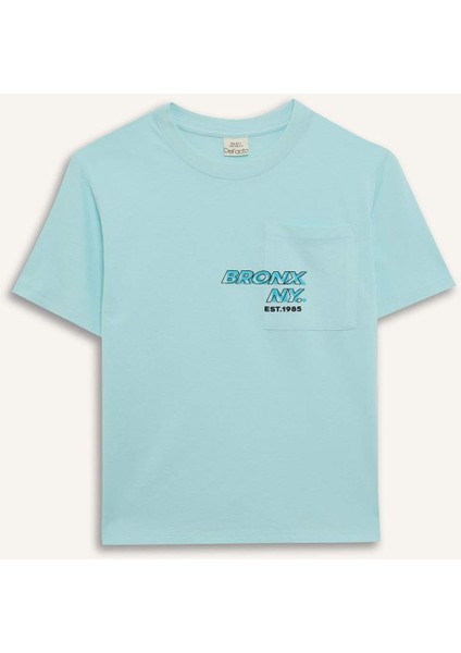 Erkek Çocuk Bisiklet Yaka Baskılı Kısa Kollu Tişört E0098A825SM