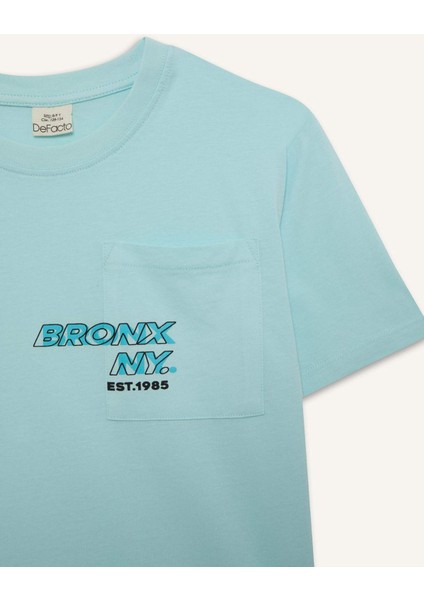 Erkek Çocuk Bisiklet Yaka Baskılı Kısa Kollu Tişört E0098A825SM