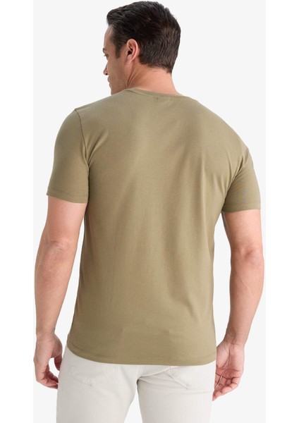 Slim Fit Dar Kesim Bisiklet Yaka Esnek Kumaş Kısa Kollu Tişört E2635AX25SM