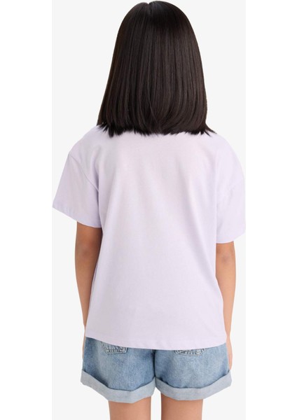 Kız Çocuk Disney Mickey Mouse &Friends Relax Fit Bisiklet Yaka Kısa Kollu Tişört E2629A825SM