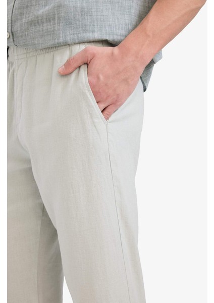 Relax Fit Rahat Kesim Dar Paça Keten Karışımlı Yazlık Pantolon C1140AX25SM