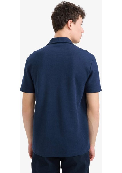 Regular Fit Polo Yaka Dokulu Basic Düz Kısa Kollu Tişört B4939AX25SM