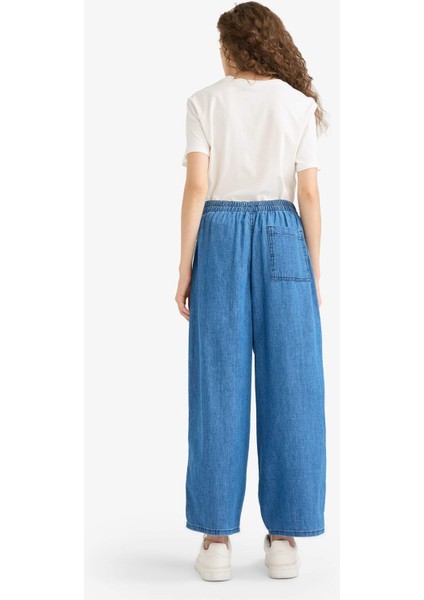 Culotte Beli Lastikli Kısa Paça Bilek Boy Jean Pantolon E3041AX25SM