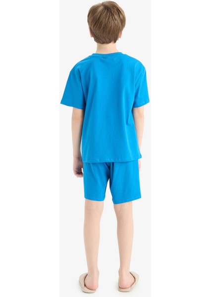 Erkek Çocuk Pijama Takımı Baskılı Kısa Kollu Üst Beli Lastikli Şort E2695A825HS