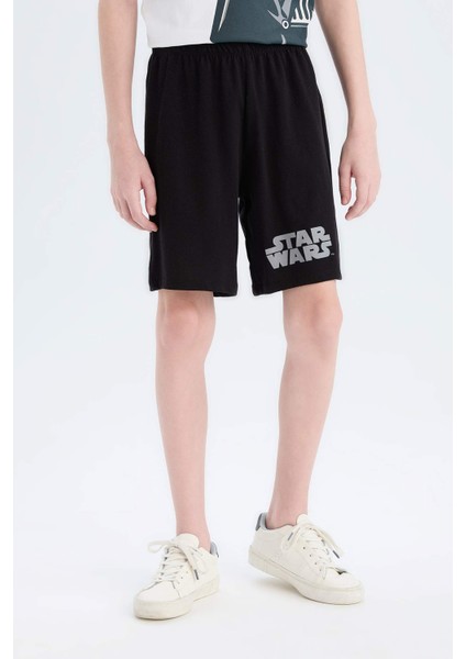 Erkek Çocuk Star Wars Pijama Takımı Bisiklet Yaka Kısa Kollu Üst Beli Lastikli Şort E0336A825SM