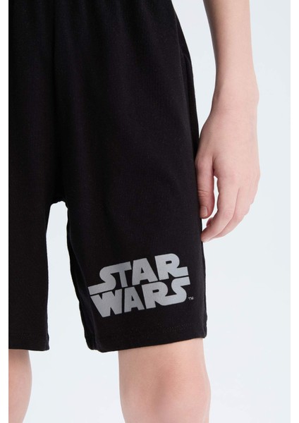 Erkek Çocuk Star Wars Pijama Takımı Bisiklet Yaka Kısa Kollu Üst Beli Lastikli Şort E0336A825SM
