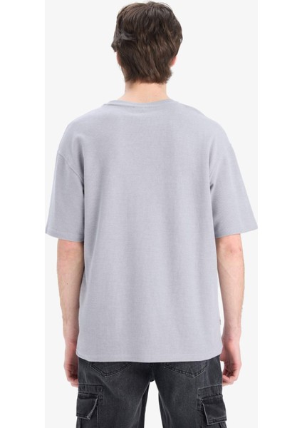 Boxy Fit Bisiklet Yaka Kısa Kollu Tişört D5482AX25SP