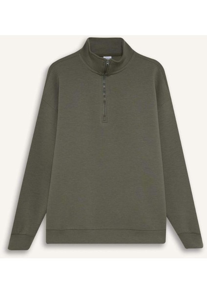 Fit Oversize Geniş Kalıp Dik Yaka Sporcu Sweatshirt D3796AX24WN
