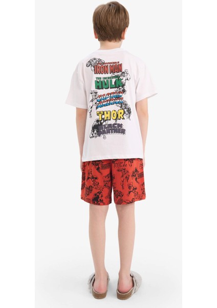 Erkek Çocuk Marvel Comics Pijama Takımı Kısa Kollu Üst Şort E2702A825HS