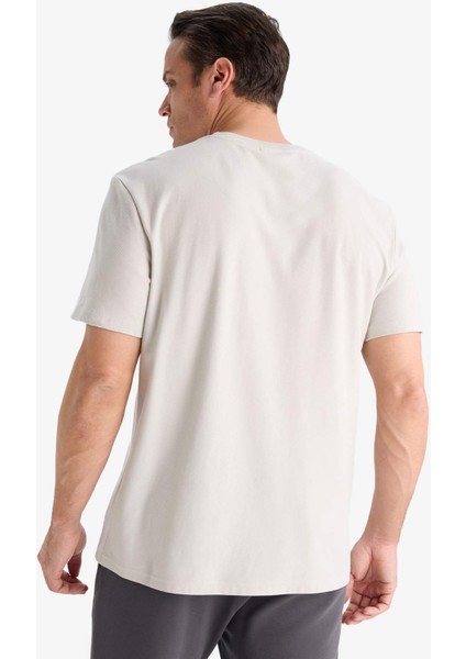 %100 Pamuk Regular Fit Bisiklet Yaka Kısa Kollu Ağır Kumaş Tişört E2589AX25SM