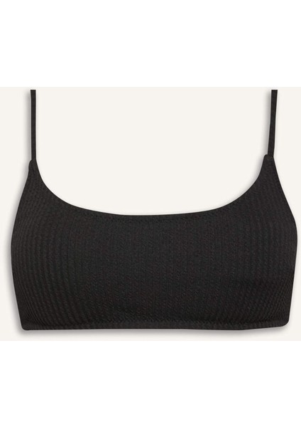 Regular Fit Bürümcük Siyah Bikini Üstü-Fall in Love B7207AX25SM