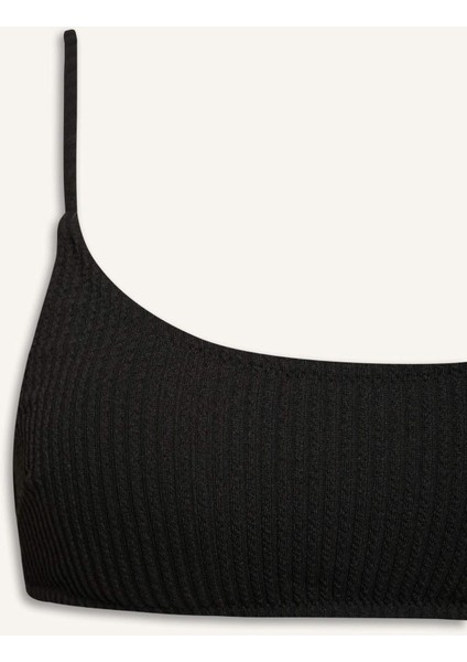 Regular Fit Bürümcük Siyah Bikini Üstü-Fall in Love B7207AX25SM