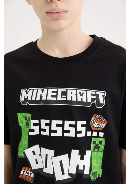 Erkek Çocuk Minecraft Bisiklet Yaka Kısa Kollu Tişört E3093A825SM