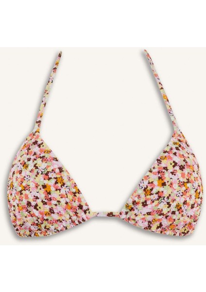 Regular Fit Çiçekli Bürümcük Üçgen Bikini Üstü-Fall in Love E2576AX25SM