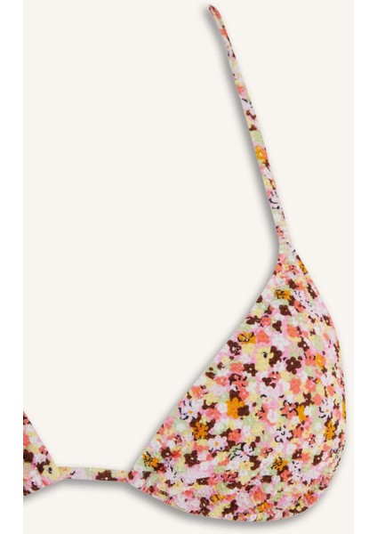 Regular Fit Çiçekli Bürümcük Üçgen Bikini Üstü-Fall in Love E2576AX25SM